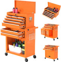 High Capacity Rolling Tool Boxes with Wheels and Drawers, 8-Drawer Storage Cabinet,Detachable Organizer Combo,Mobile Lockable Toolbox for Workshop Mechanics Garage (Orange)