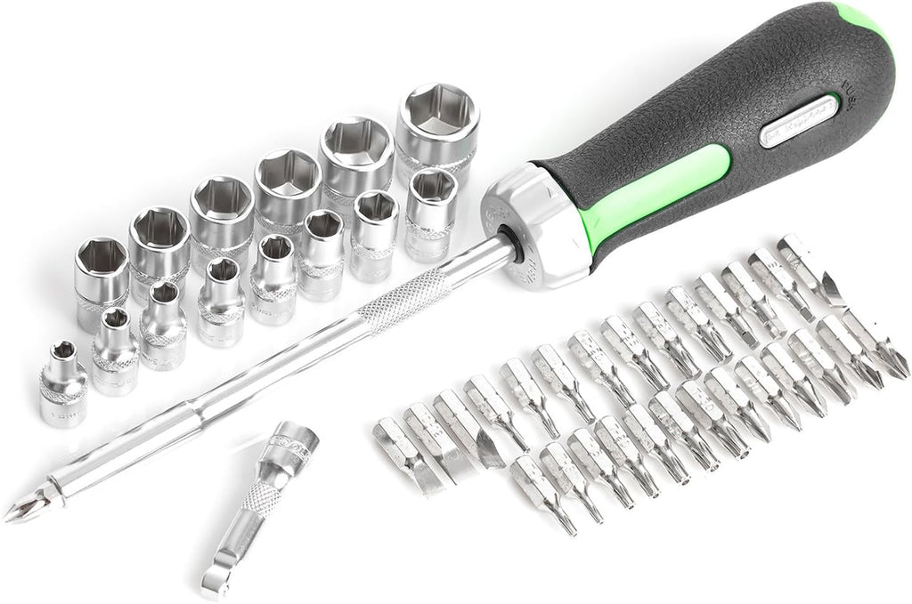 OEMTOOLS 23997 Socket Set 64PC, 1/4' Drive Mechanic Tool Set, Socket Wrench Set Hard Chrome Finish, No-Slip Sockets, Ratchet Set and Extensions for Tight Spaces