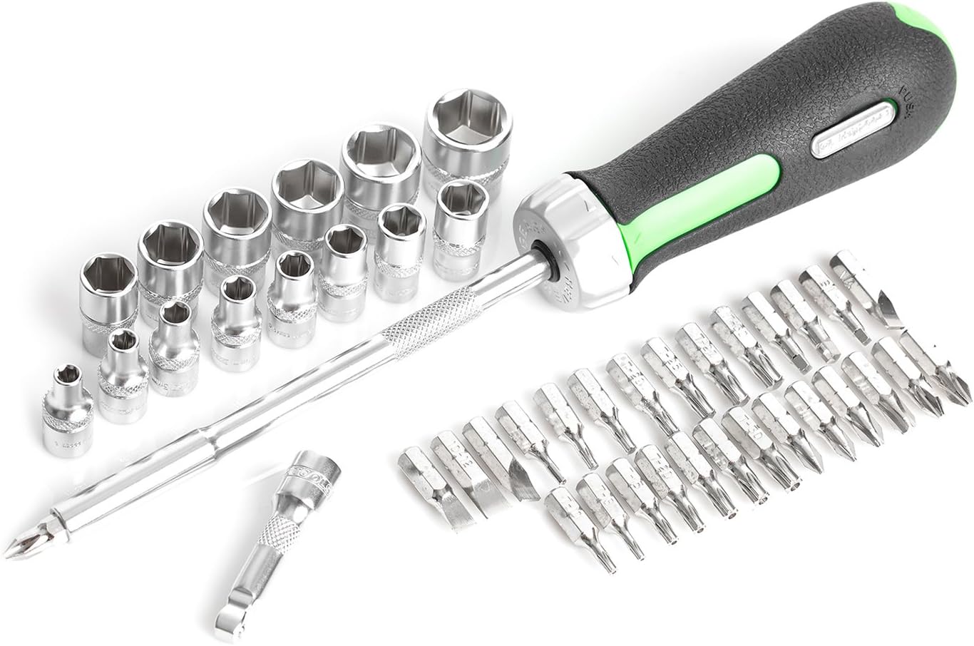 OEMTOOLS 23997 Socket Set 64PC, 1/4' Drive Mechanic Tool Set, Socket Wrench Set Hard Chrome Finish, No-Slip Sockets, Ratchet Set and Extensions for Tight Spaces