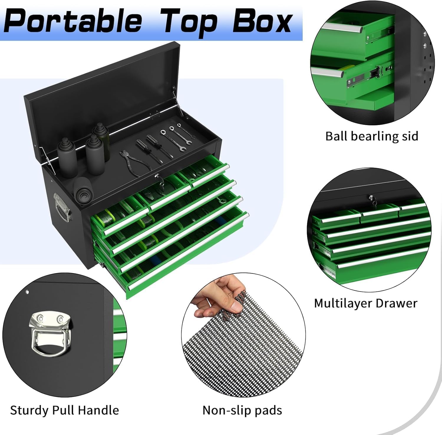 8-Drawer Rolling Tool Chest Tool Box,Removable Tool Storage Cabinet with 4 Wheels