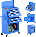 8-Drawer Rolling Tool Chest with Wheels, 2-in-1 Detachable Tool Box with Drawers and Large Cabinet, Rolling Tool Chest Storage Cabinet with Lockable for Warehouse, Garage, Workshop (Blue)