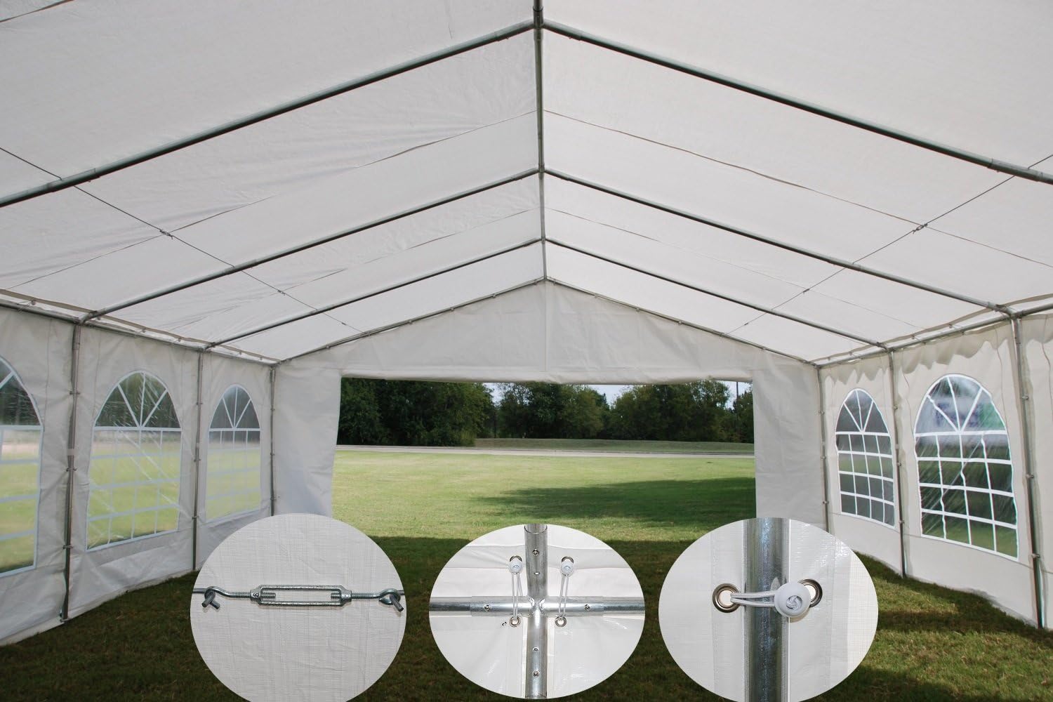 DELTA 32'x20' Budget PE Party Tent + (2) Long Bags + (2) Short Bags, for Parties, Large Canopy Carpas para Fiestas, Big Wedding Party Event Tents with Waterproof Top for Patio Outdoor Garden Events