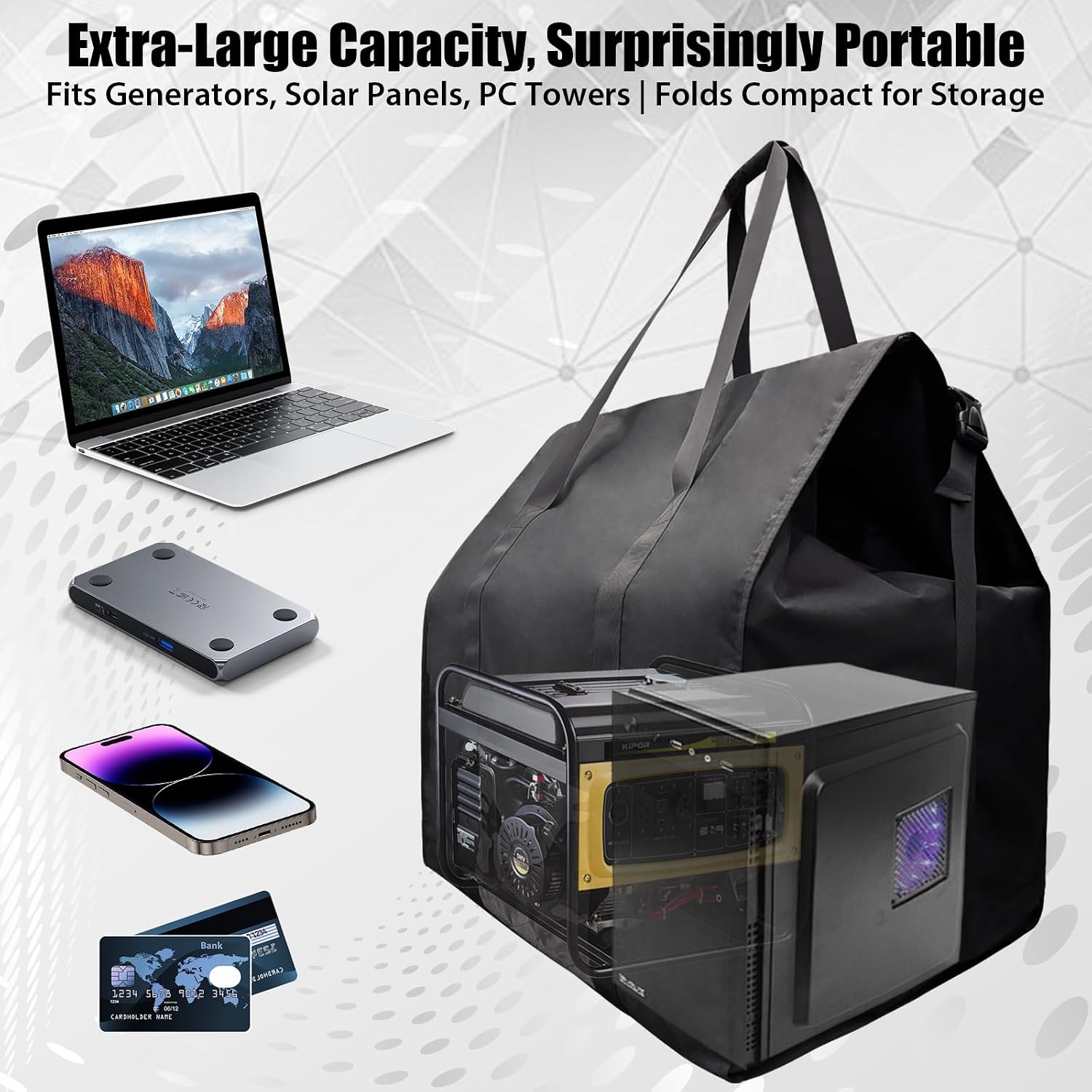 Large Faraday Bag for Generators, Computers & Electronics – Military-Grade EMP & RFID Protection, RF Signal Blocking Cage 30'x24'x24' – Privacy Shield for Solar Panels, Mobile Devices & Data Security