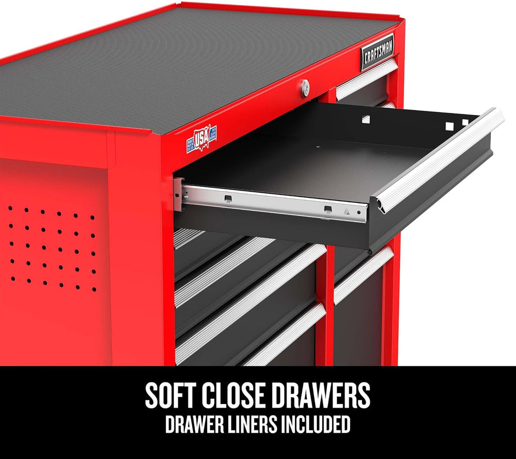 CRAFTSMAN 41' Rolling Tool Chest, 10-Drawer Steel Tool Cabinet with Drawer Trays and Paper Towel Holder (CMST341102RB)