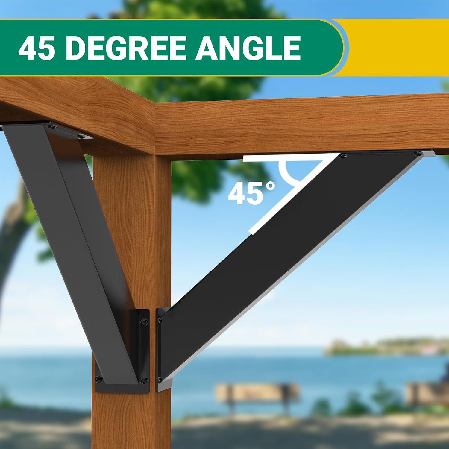 4pcs 45 Degree Angle Support Bracket 2''X4'' (Actual: 1.5''X3.2''), Heavy Duty Pergola Brackets for Gazebos, Porches, Wood Post and Beam 45 Degree Bracket