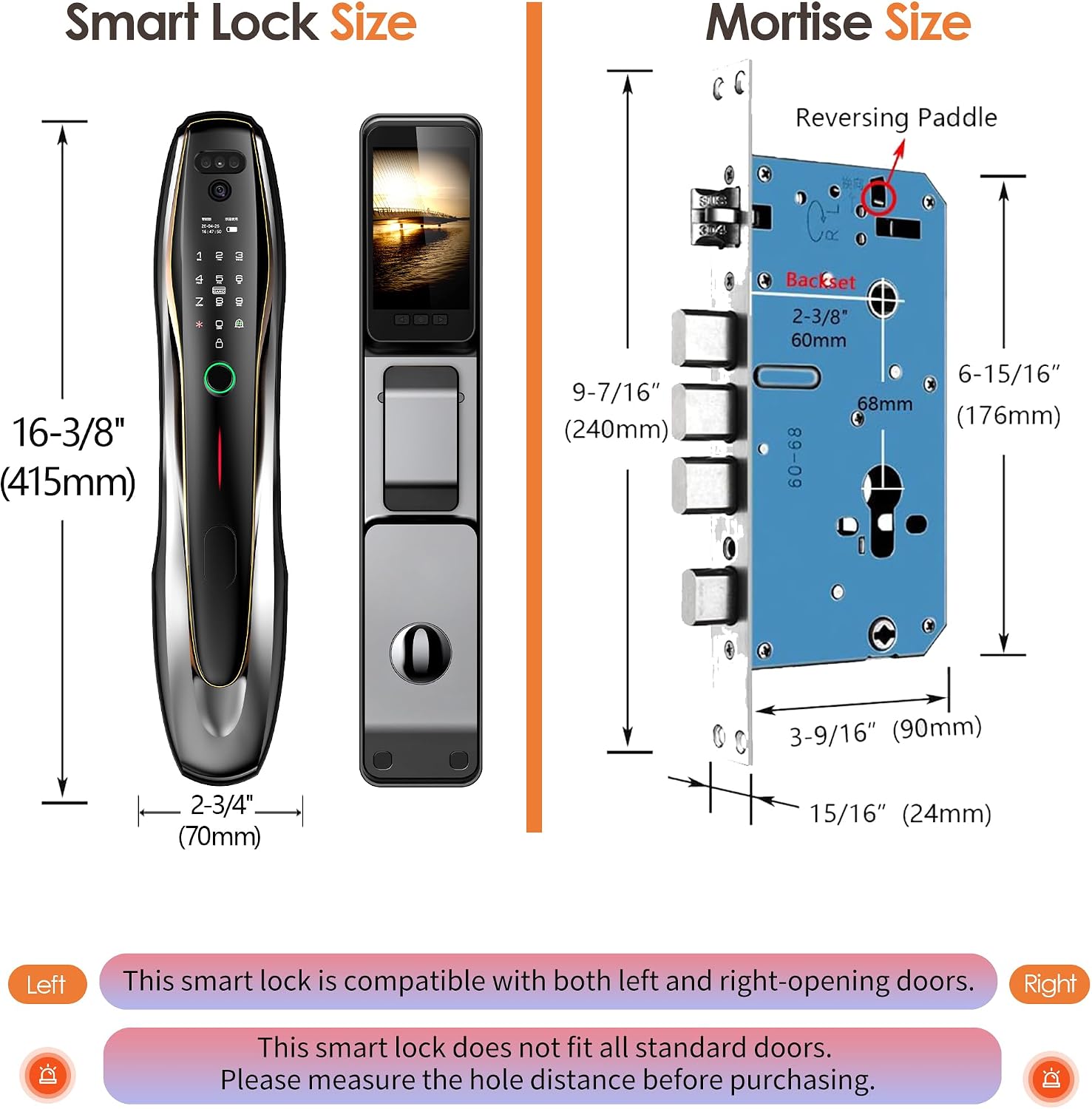 3D Face Recognition Smart Lock with Camera & Handle,Video Doorbell, 7-in-1 Keyless Entry, IP67 Waterproof, 4.5' HD Screen, 2-Way Talk,Tuya App, Door Lock for Front Door