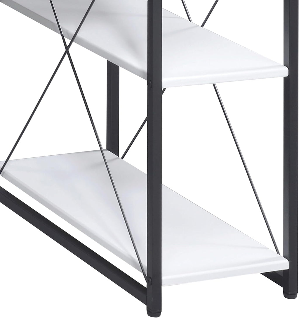 Modern Computer Desk with Hutch and Open Shelves, Foldable Adjustable Portable Gaming Study Desk Table with Wheels for Bedroom Office Student Sturdy Furniture,White-Wood