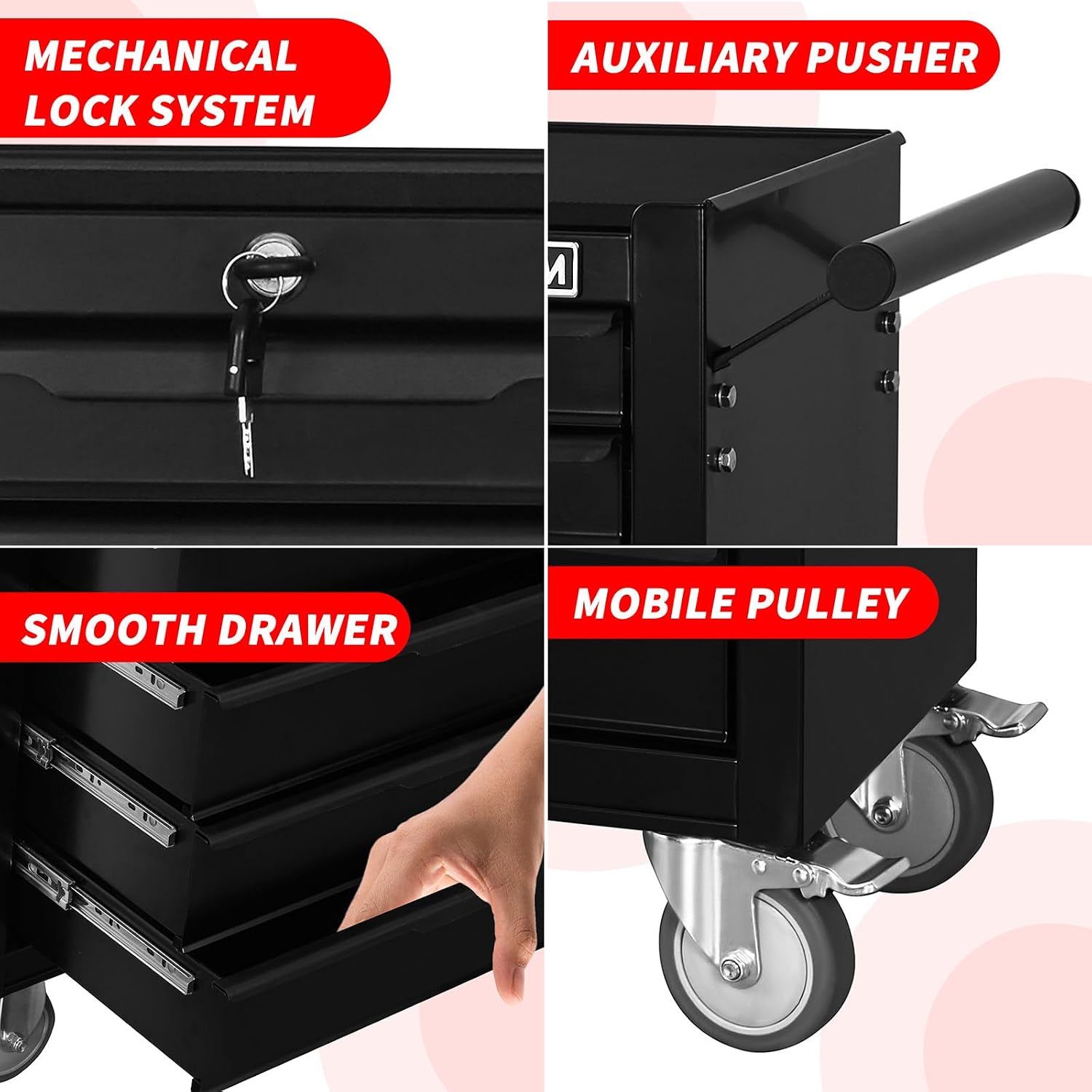 Tool Box Rolling Tool Cabinets, 24.2inch Rolling Toolbox with 7 Drawers, Metal Tool Chest with Wheels Tool Cart for Garage, Warehouse, Repair Shop, Workshop