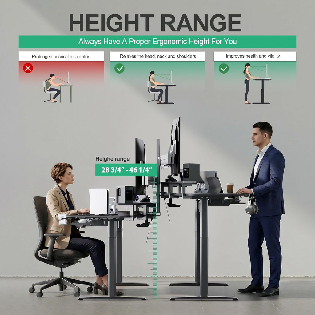 JWX 72' Height Adjustable Gaming Desk, 3-Zone Creator Workstation with Acrylic RGB Lighting, Keyboard Tray & Full Desk Mouse Pad, Dual Motor Sit Stand Desk for Streaming, Studio & Home Office