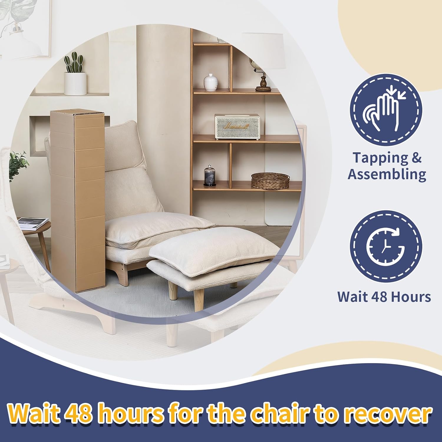 Beige Lazy Floor Lounger with Ottoman, Adjustable Floor Chair Bean Bag Style Tatami Sofa with Thick Cushions and Back Support, Comfy Lounge Seating for Adults, Gaming & Bedroom Relaxation