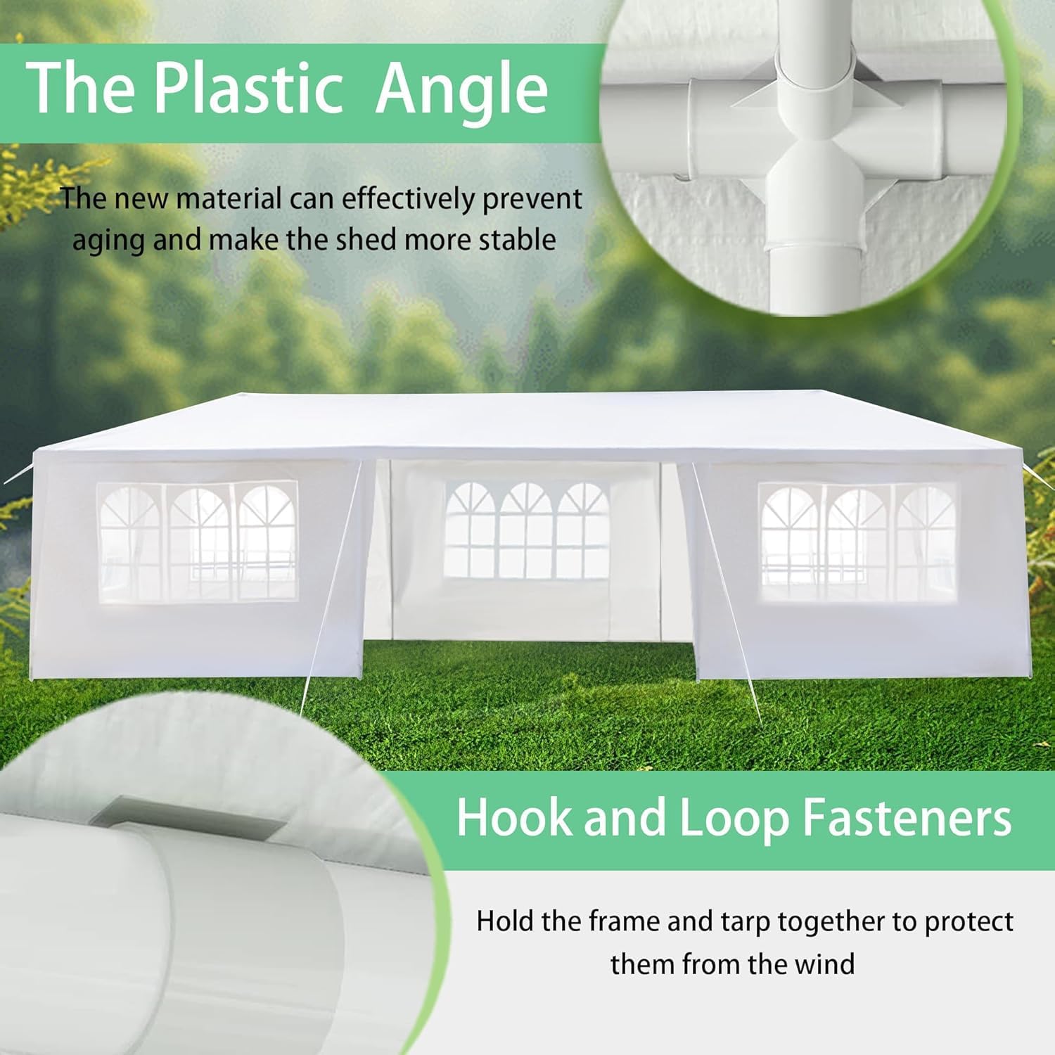 Outdoor Party Tent Wedding Birthday Tents for Parties Canopy with Removable Sidewalls & Transparent Windows Outside Gazebo Event Tent for Garden Patio and Backyard (10'x30'/7 Sidewalls)