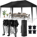COBIZI 10x20 Pop Up Canopy Tent Party Tents for Parties Weddings Backyard Waterproof Outdoor Commercial Instant Canopy Event Tent with Stakes, Ropes,Sandbags, Black