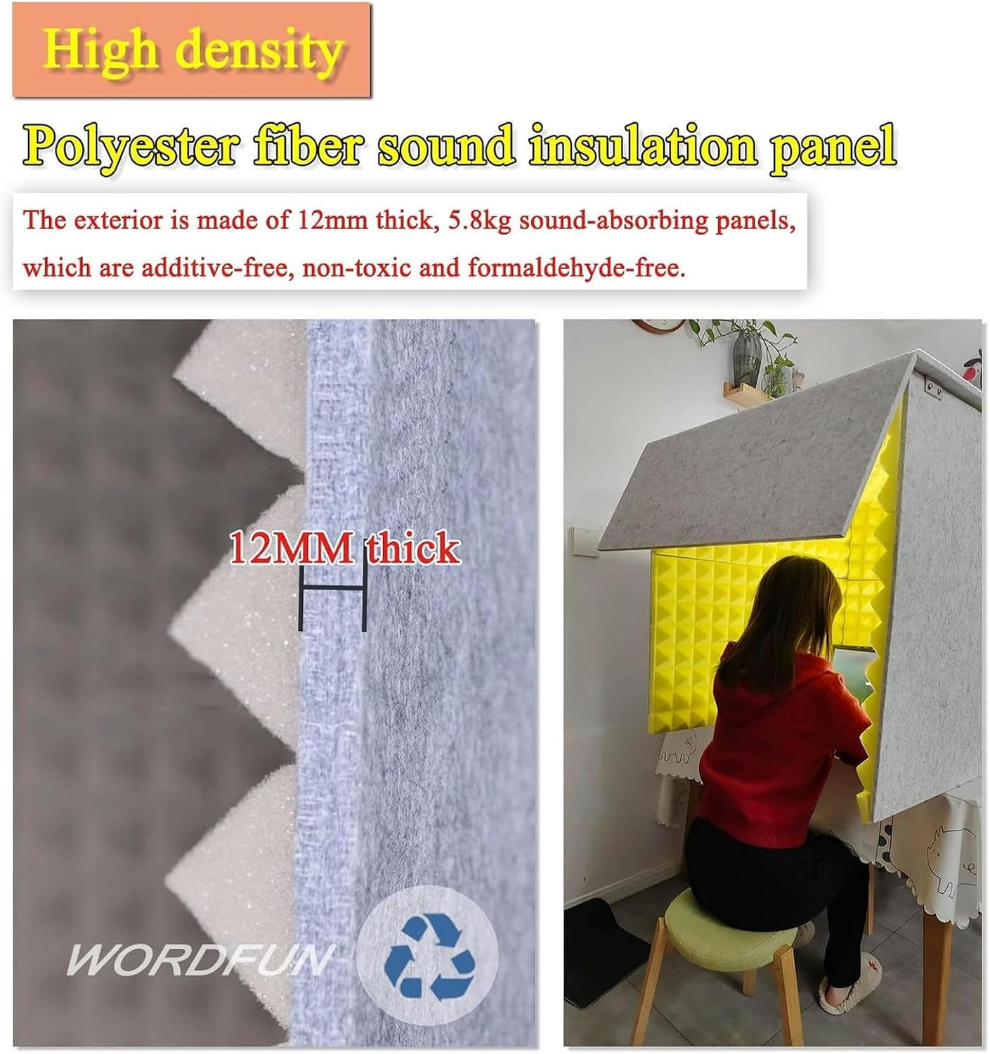 Sound Isolation Room For Home Studio, Portable Sound Recording Vocal Booth Box, Studio Equipment, Vocal Absorbing Shield, Microphone Shield For Podcasts Singing Gaming And Broadcasting (Red 80*8