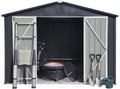 Shed with Windows,Large Metal Outdoor Storage Shed, Lockable Tool Storage shed, Steel Garden shed, Suitable for Backyard, Terrace, and Poolside (Dark Grey, 10FTx8FT)