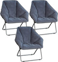 Zenithen Limited Indoor Plush Accent Seat Hexagon Folding Portable Dish Chairs for Bedrooms, Dorm Rooms, and Living Rooms, Grey (Pack of 3)