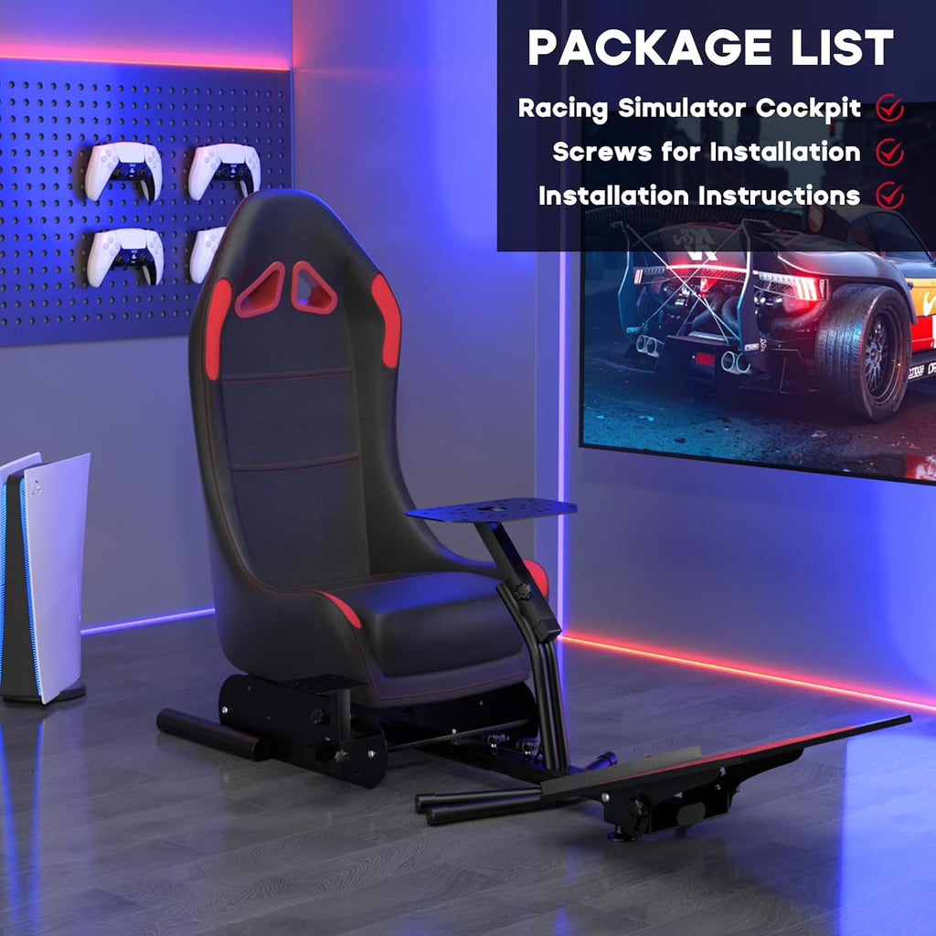 DIWANGUS Racing Simulator Cockpit Racing Wheel Stand with Seat Gaming Chair Sim Racing Cockpit for G29 G920 G923 G PRO RS50 T248 T300RS R3 R5 R9 R12 R16 R21 R25 Xbox PS4 PS5 PC Accessories