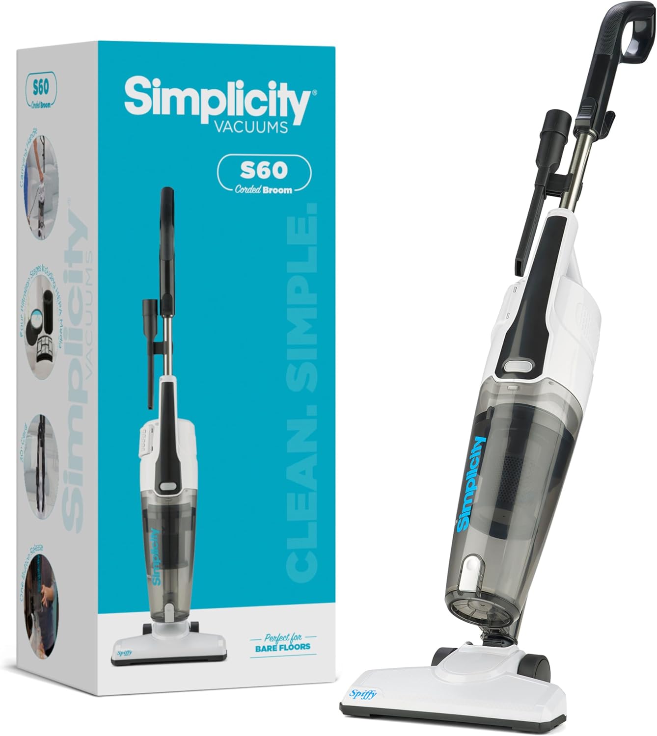 Bagless Broom Vacuum in White