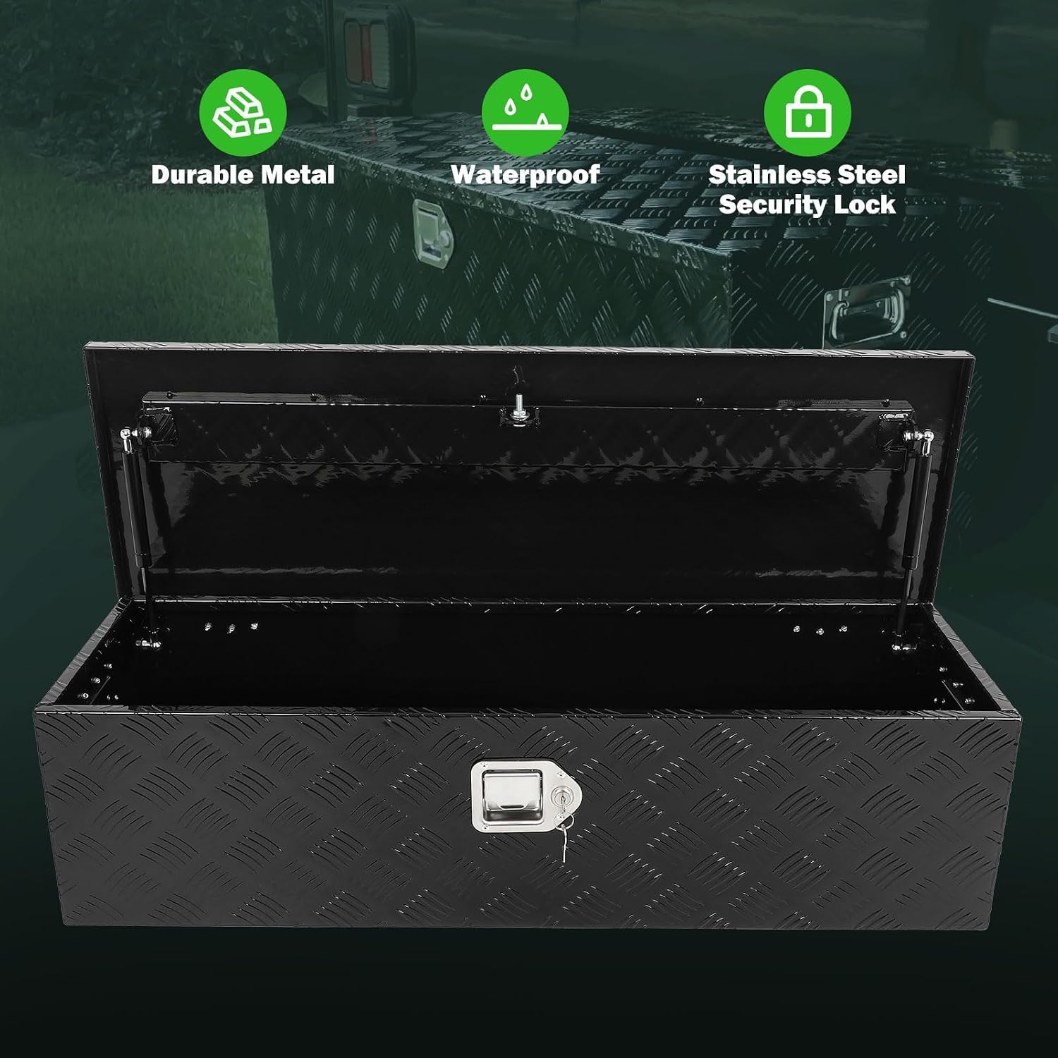 SCITOO 39 Inch Truck Bed Tool Box,Aluminum Heavy Duty Diamond Plate Crossover Storage for Most Full Size Pickups,Lockable Weatherproof Chest,Fits 39' Truck Beds,Easy Access to Load and Unload