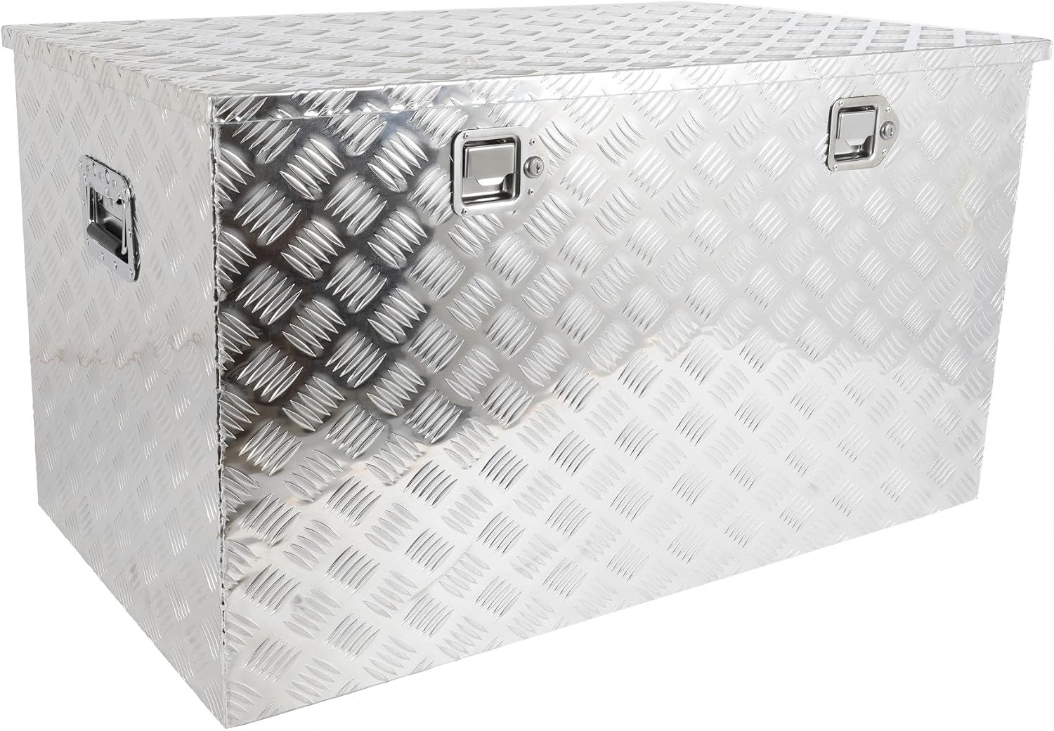 SCITOO 44 Inch Aluminum Diamond Plate Truck Bed Tool Box,Heavy Duty Crossover Storage for Most Full Size Pickups,Lockable Weatherproof Chest,Fits 44' Truck Beds,Easy Access to Load and Unload