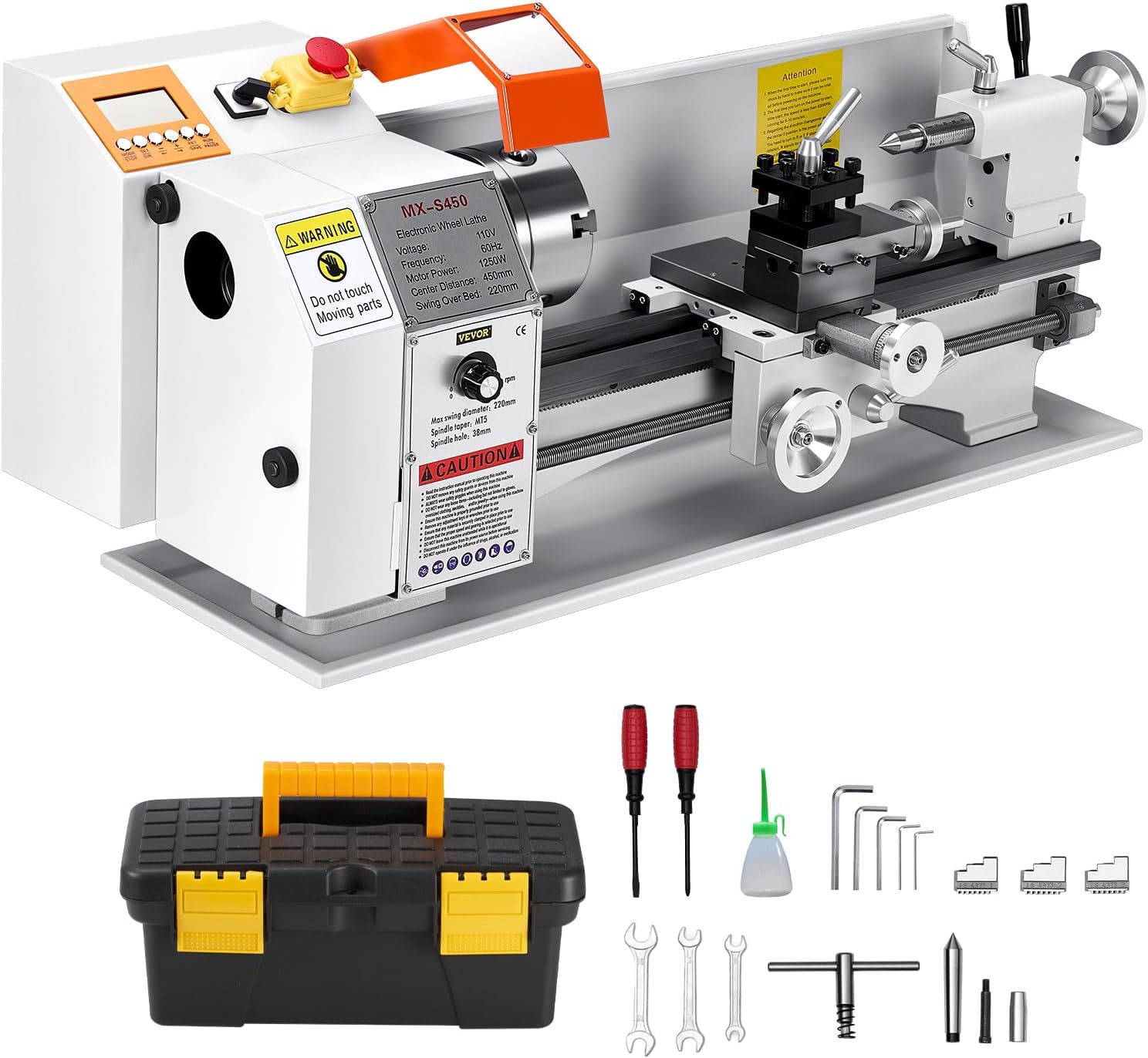 VEVOR Metal Lathe Machine, 8.7 x 18 in, Precision Bench Power Metal Lathe, Automatic Feed, 0-2500 RPM Variable Speed, 1250W Brushless Motor, for Processing Precision Parts Soft Metals Wood Plastics