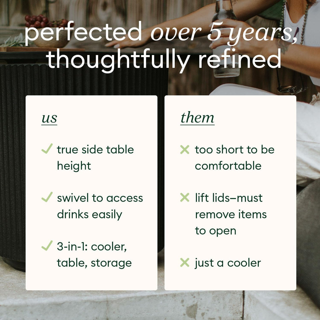 Veradek Outdoor Cooler Side Table - 2 in 1, Black, 21 inch