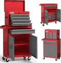 AIRAJ 7-Drawer Tool Chest with Wheels | 40'' H Rolling Tool Chest | Detachable Top Metal Tool Box | Garage Storage Cabinet for Repair Room | Rolling Tool Box with Hooks,Liners,Tray Divider | Red