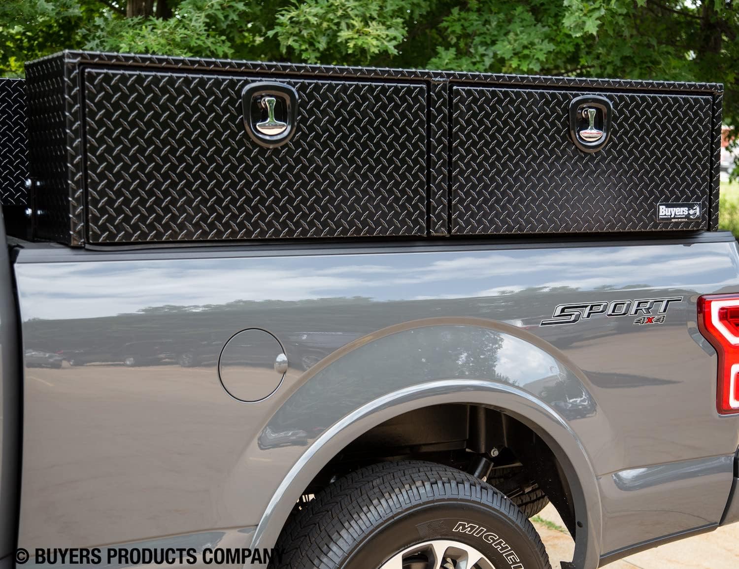 Buyers Products 1721556 Black Aluminum Diamond Tread Topsider Truck Box With Drop Door, 88x13x16 Inch, Weather Resistant, Locking Compression Latch, No Drill Install, Made in USA