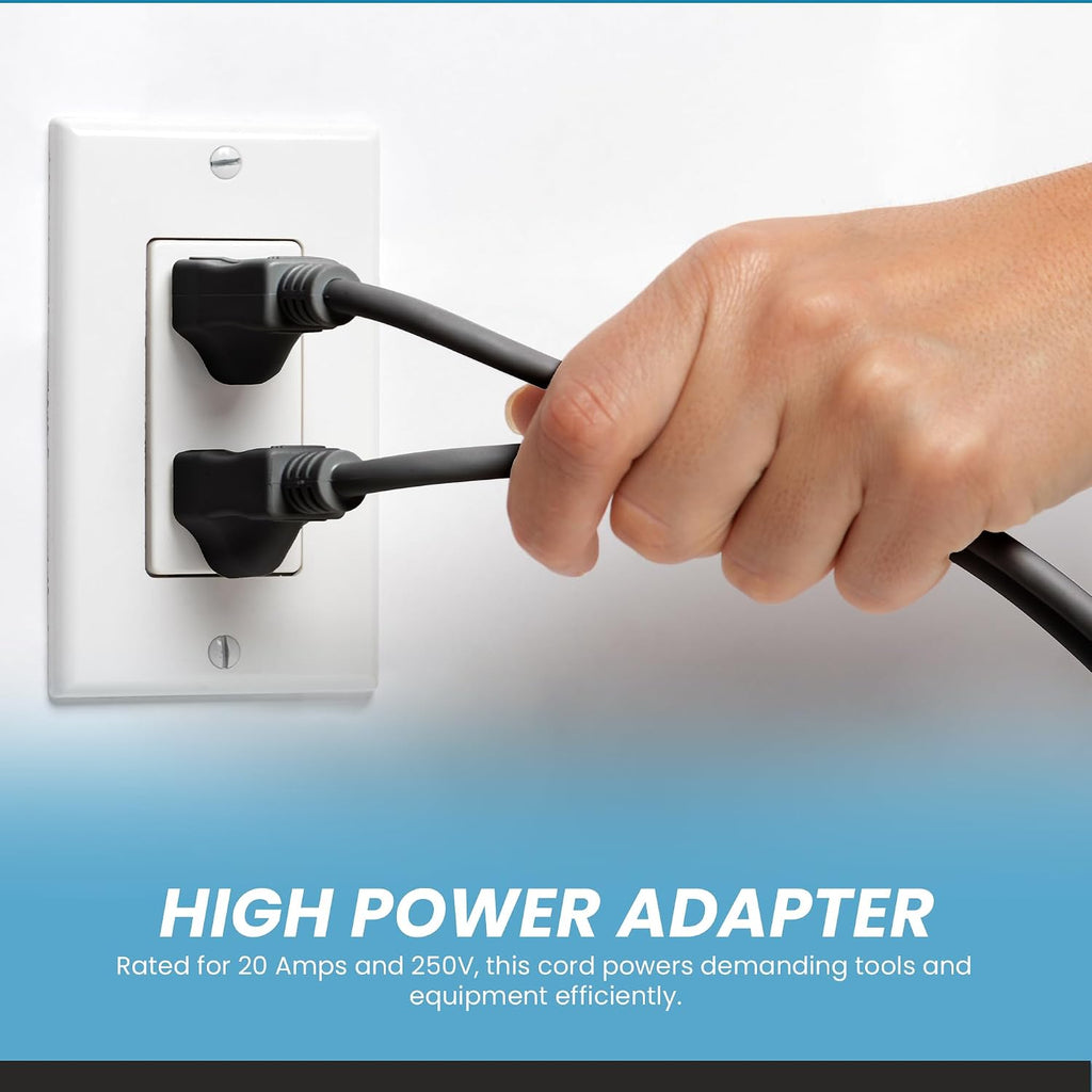 IronBox Electric 6-20P to L6-20R Plug Adapter Power Cord - 20A, 250V, 12/3 SJT - UL Listed Power Cord Extension Cable - Heavy Duty Plug and Connector for Generator, Data Centers & More (20ft, Build)