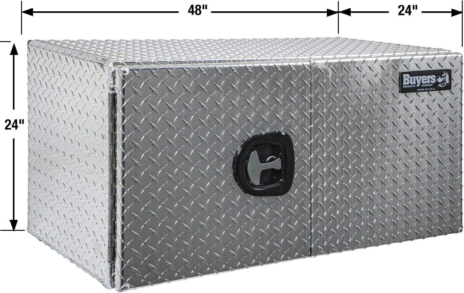 Buyers Products 1702240 Diamond Tread Aluminum Underbody Truck Box with Barn Door, 24 x 24 x 48 Inch