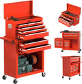 8-Drawer Rolling Tool Chest with Wheels, 2-in-1 Detachable Tool Box with Drawers and Large Cabinet, Rolling Tool Chest Storage Cabinet with Lockable for Warehouse, Garage, Workshop Red