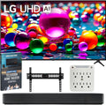 LG 55UA7700PUB 55 Inch UA77 LED AI 4K UHD Smart webOS TV 2025 Bundle with SKM1 2.0 Ch. Soundbar, 37'-70' TV Wall Mount, 6-Outlet Surge Adapter & Deco Gear Complete Home Theater Beginner's Guidebook