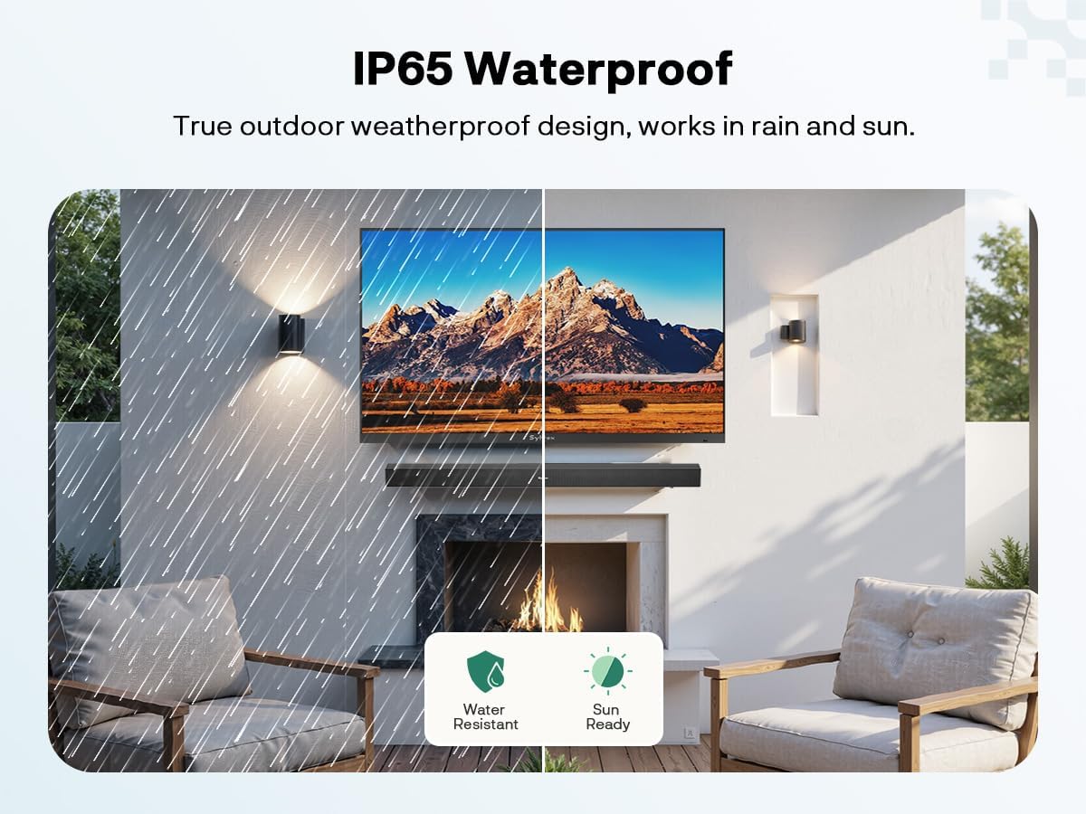 SYLVOX 75' Outdoor TV Bundle with Wall Mount & S2 Soundbar, 4K HDR Waterproof Smart TV (Deck Pro 3.0), 1000 Nits, Voice Remote, for Patio & Backyard