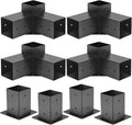 Pergola Brackets 4 Pack Woodworks Pergola Kit 3-Way Right Angle Corner Bracket with Pergola Post Base for 4x4'' (Actual: 3.62x3.62'') Wood Beams Elevated Wood Stand Gazebo Kit