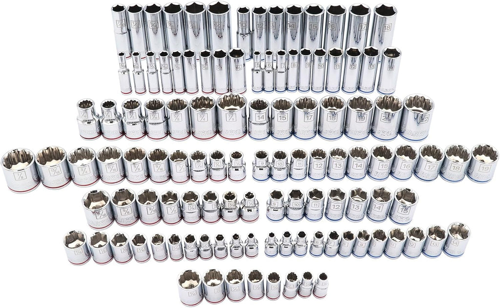 STARWORK TRUE MECHANIC 303-Piece Mechanics Tool Set and Socket Set, 1/4', 3/8', 1/2' Drive, Professional, SAE/Metric
