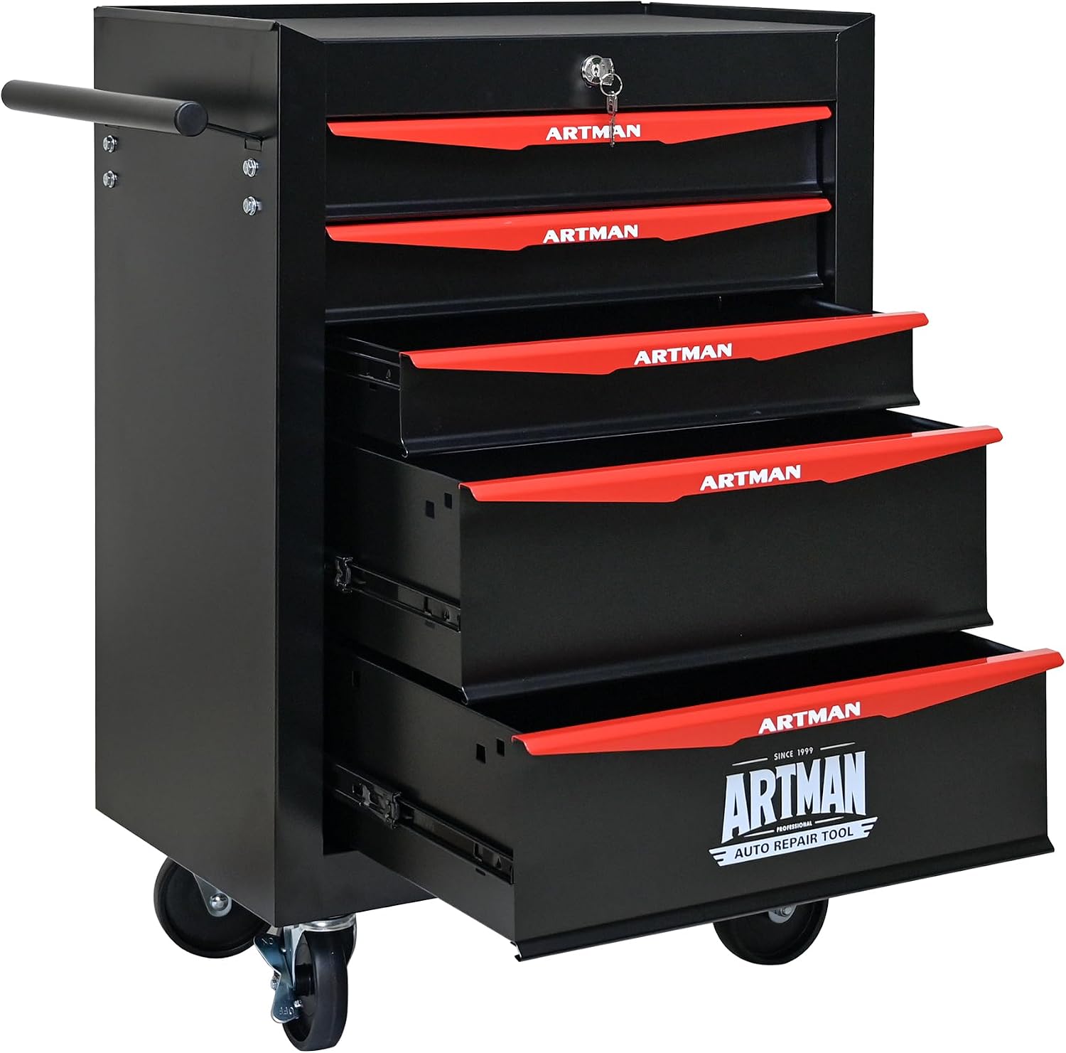 5 Drawers Tool Cart on Wheels, Multifunctional Rolling Tool Storage Chest, Drawers Rolling Trolley Organizer Tool Box for Warehouse, Garage, Workshop, Repair Shop (5 Drawers-30.5' H)