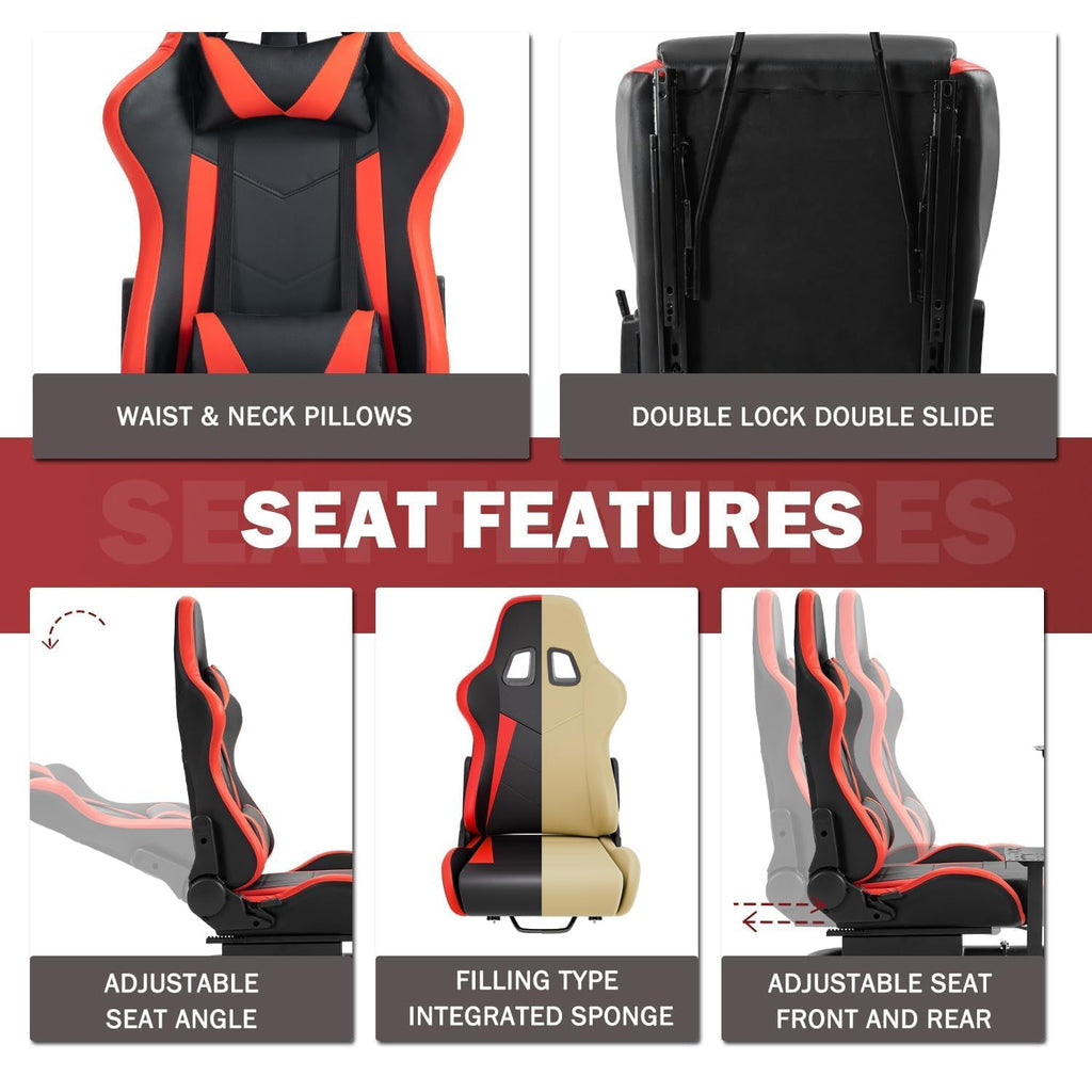Marada Racing Sim Cockpit Stand with comfortable Seat Fit for Logitech G27 G923 G920,for Thrustmaster, Large Round Tube&Adjustable Professional Driving Race Mount,Wheel Pedal Handbrake Not Included
