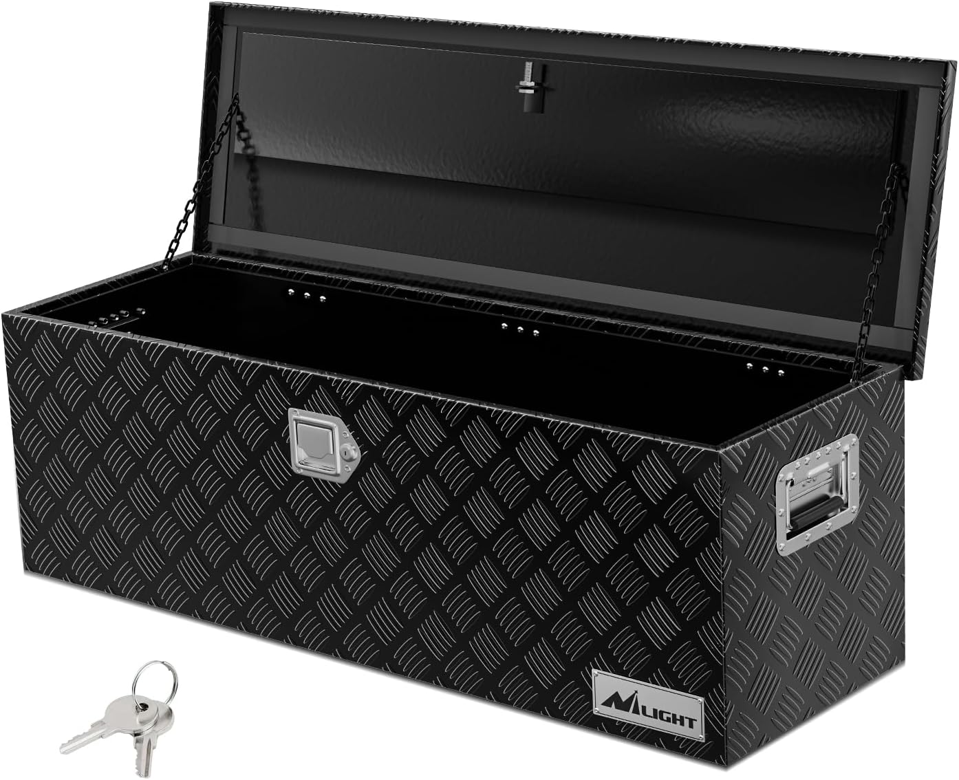 Nilight 44 Inch Truck Tool Box Heavy Duty Aluminum Stripes Plated Pick Up Truck Bed Toolboxes 44'x15'x15' Waterproof Storage Organizer for Bed of Truck RV Trailer with Side Handle Lock Keys, Black