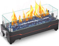 GRISUN Tabletop Fire Pit,20 Inch Propane Fire Pit Table,40000 BTU Table Top Firepit with Glass Wind Guard,Stainless Steel Burner,Fire Glass,Portable Propane fire Pit for Patio, Camping, Backyard & RV