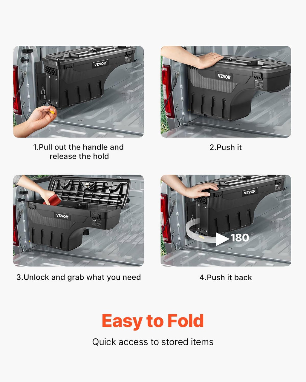 VEVOR Truck Bed Storage Box, Lockable with Password Padlock, 6.6 Gal/25 L ABS Wheel Well Tool Box, Waterproof and Durable, Compatible with Ford F-150 2015-2021, Drivers Side (Left)