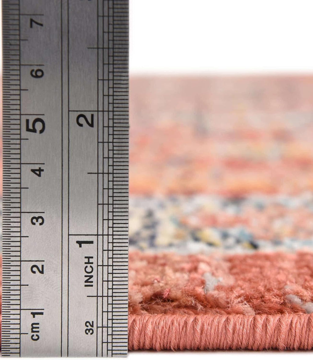 Unique Loom Lola Collection Area Rug - Vivacious (10' x 12' 4' Rectangle, Brick Red/Blue)