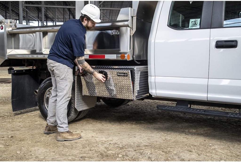 Buyers Products 1705103 Diamond Tread Aluminum Underbody Truck Tool Box, 18 x 18 x 30, Made in USA, .100 in. Thick, Corrosion-Resistant, Locking Compression Latch – Secure Storage for Work Trucks