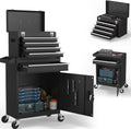 5-Drawers Tool Chest, 2-in-1 Rolling Tool Box with Wheels and Drawers, Detachable Storage Toolbox with Lock, Heavy-Duty Metal Tool Cart for Garage, Workshop (Black)