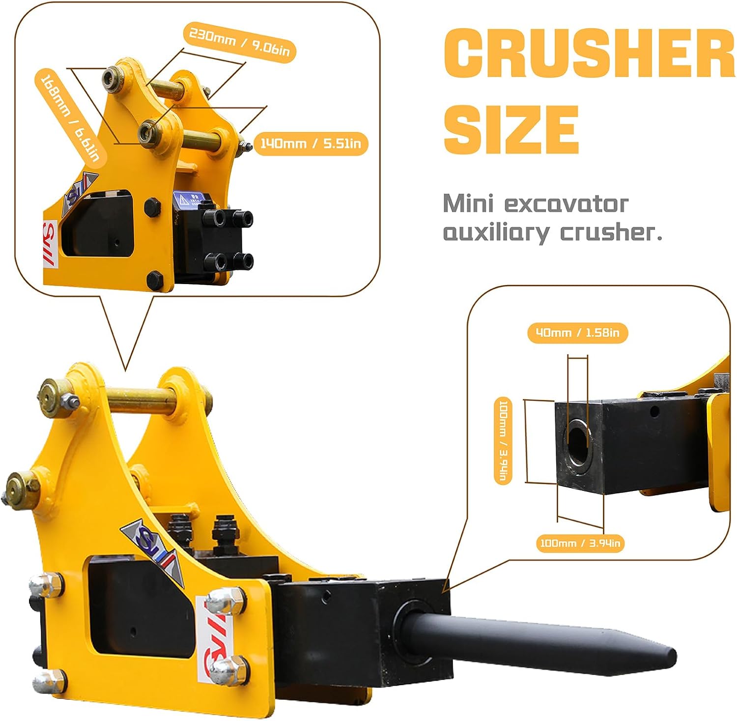 Hydraulic Breaker Hammer for 1 Ton Mini Excavator – Concrete Breaker Attachment with Nitrogen Toolbox, Drilling Tool for Small Diggers