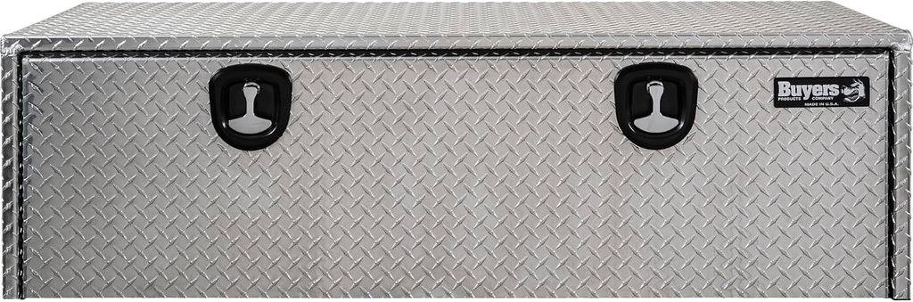 Buyers Products 1705125 Diamond Tread Aluminum Topsider Truck Box with Lockable T-Handle Latch, 18 x 24 x 60 Inch, Truck Storage and Organizer, Made in the USA, Silver