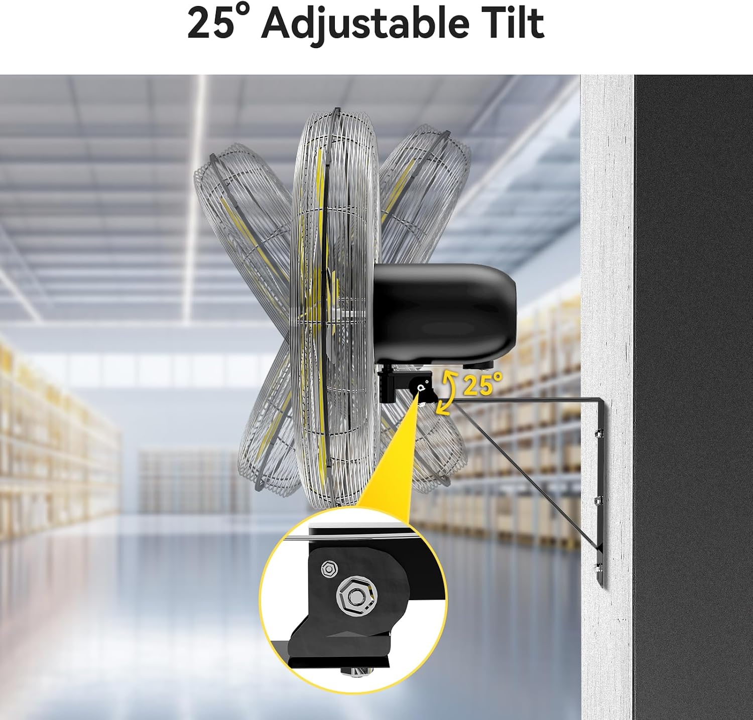VINICAYA 30 Inch Industrial Wall Mount Fan Oscillating, 8900 CFM Commercial Metal Wall Fans with Poweful Motor, 3 Speed, Heavy Duty Construction Indoor for Warehouse, Workshops, and Garage, UL Listed