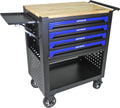 36' Tool Box with Wheels 4 Drawers Rolling Tool Cart, Wooden Top Workbench, 660lbs Total load Tool Cabinet with Locked Drawers Storage Organizer Cabinet for Garage, Warehouse, Repair Shop - Blue