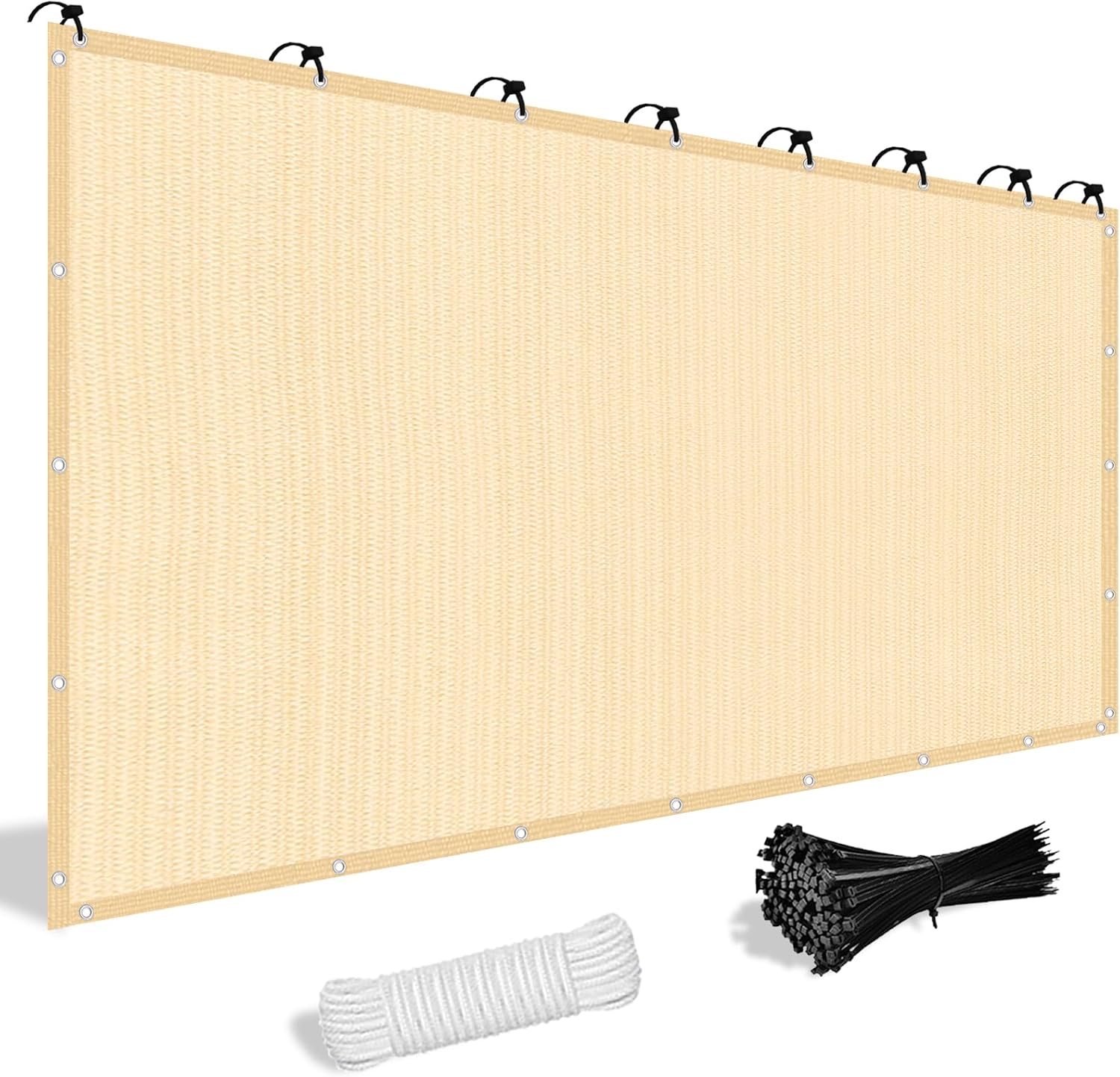Shade&Beyond Customized Size 16' X 16' Shade Cloth with Grommets, 90% UV Protection UV Protection Mesh Tarp Sun Screens for Patio GN04, Wheat