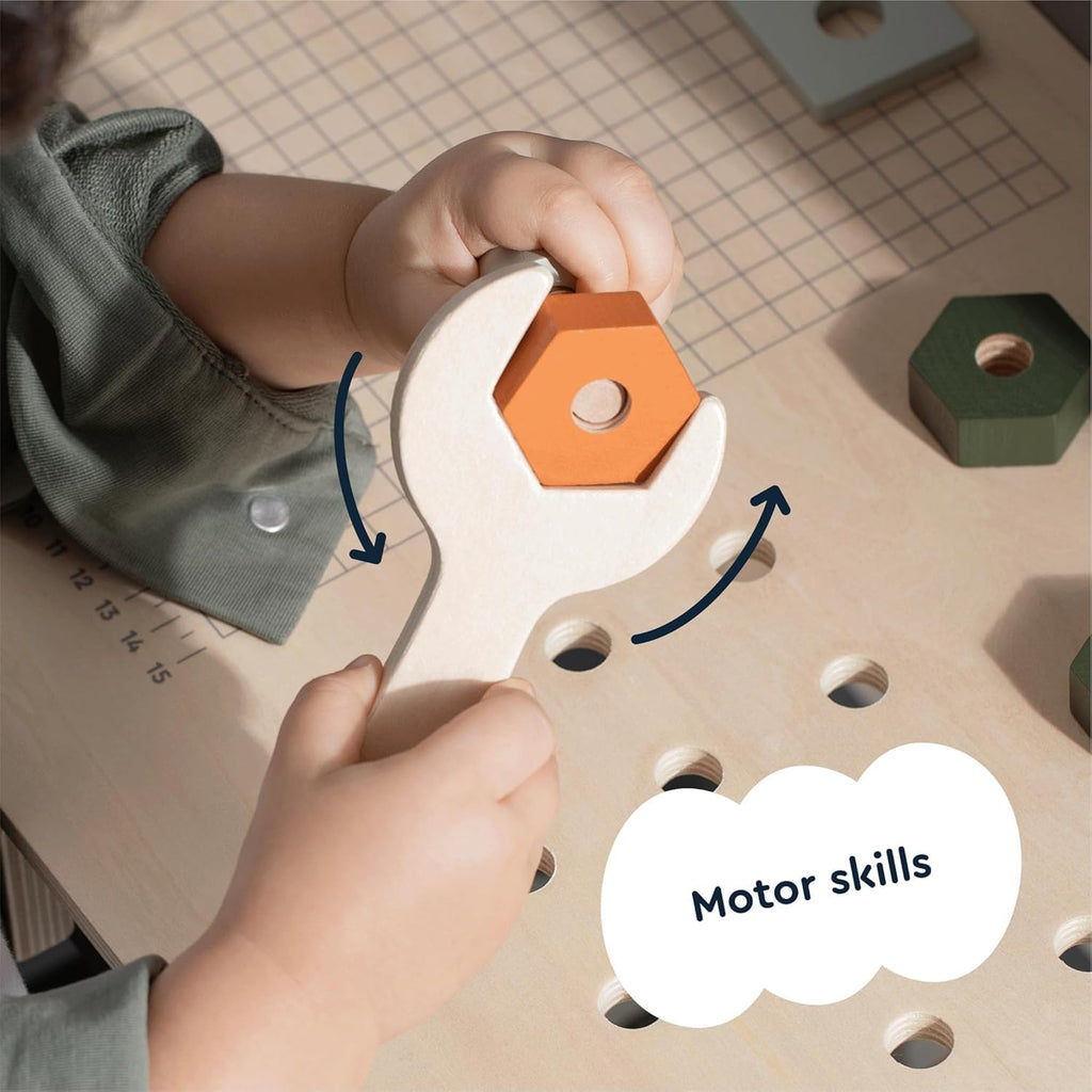 Tool Set, Children's Wooden Workbench Workshop Jeridoo Screw and Nut