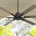 Casa Vieja 60' Expedition Rustic Farmhouse Outdoor Ceiling Fan with Remote Control Matte Black Weathered Oak Wood Blades Damp Rated for Cottage Core Patio Exterior House Home Porch Garage Barn