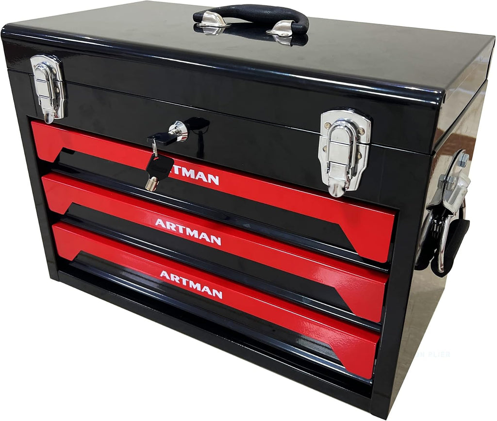 Campfun 439PCS Tool Set, Mechanic Tool Set for Home, Tool Box Set 4-Tier Socket Wrench Ratchet Plier Nails, Home Tool Set Mechanics Kit with 3 Drawers Organizer for Adults Man Handyman, Red